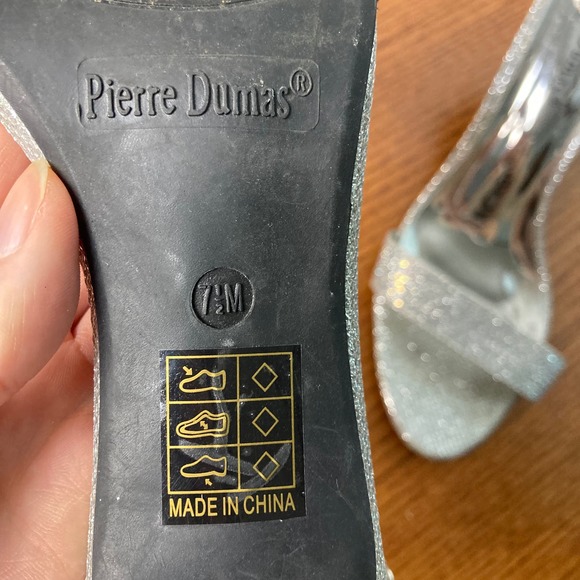 7.5 M Pierre Dumas Silver gem crystal sparkly formal Heel Stiletto ankle strap - Picture 13 of 16